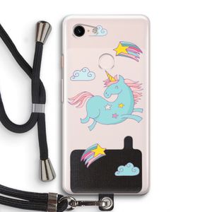 Vliegende eenhoorn: Pixel 3 Transparant Hoesje met koord