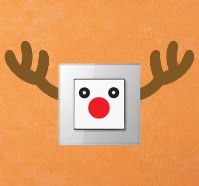 Sticker schakelaar Rudolf hert kerst