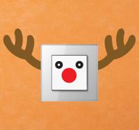 Sticker schakelaar Rudolf hert kerst