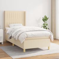 Boxspring met matras stof crèmekleurig 90x190 cm