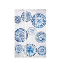 Kamerscherm Blauw Wit Canvas 122 x 2,5 x 180 cm Schotel