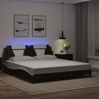 Bedframe met LED-verlichting kunstleer zwart en wit 180x200 cm