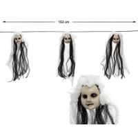 Set van 3x stuks feestdecoratie slinger met horror meisjes poppen hoofdjes 150 cm - thumbnail