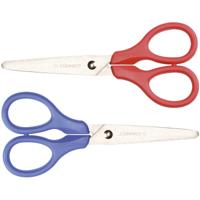 Q-CONNECT schaar, ft 13 cm, rechts en links, ronde punt, RVS, geassorteerde kleuren, blister van 1 stuk