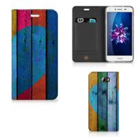 Huawei Y5 2 | Y6 Compact Book | Wallet Case | Wood Heart - Cadeau voor je Vriend