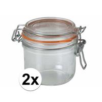 Voorraad/weckpot - 2x stuks - transparant - glas - 8,5 x 7 cm - 200 ml - Le Parfait