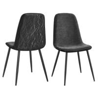 Eetkamerstoelen met chenille bekleding, Leigrijs / 2er Set