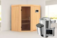 Karibu | Tonja Sauna | Antracietglas | Biokachel 3,6 kW Externe Bediening - thumbnail