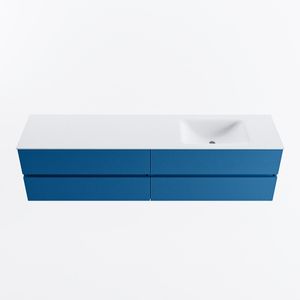 MONDIAZ VICA 190cm badmeubel onderkast Jeans 4 lades. Wastafel CLOUD rechts 1 kraangat, kleur Talc.