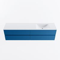 MONDIAZ VICA 190cm badmeubel onderkast Jeans 4 lades. Wastafel CLOUD rechts 1 kraangat, kleur Talc.