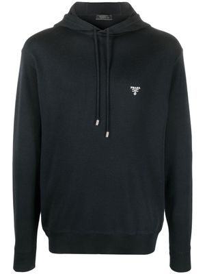 Prada hoodie en maille à logo brodé - Noir