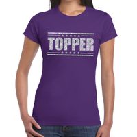 Topper t-shirt paars met zilveren glitters dames