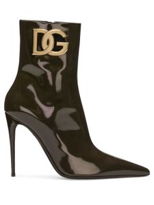 Dolce & Gabbana bottines en cuir à plaque logo 105 mm - Marron