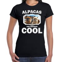 Dieren alpaca t-shirt zwart dames - alpacas are cool shirt - thumbnail