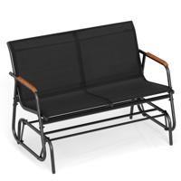 Schommelbank voor 2/3 Personen Terrasbank met Ademende Stoffen Zitting Schommelstoel voor Tuin Terras Balkon Zwart-74 x 115 x 84 cm