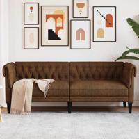 Driezitsbank Chesterfield-stijl stof bruin