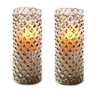 2x stuks luxe led kaarsen in zilver glas D7,5 x H17,5 cm