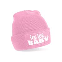Wintersport muts voor volwassenen - ice ice Baby - roze - one size - Apres ski beanie Wintersport muts voor volwassenen - ice ice Baby - roze - one size - Apres ski beanie