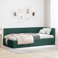 Hoekbedframe met hoofdeinde Donkergroen 100 x 200 cm Fluweel