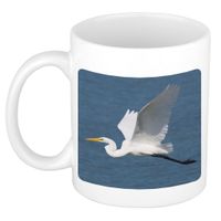 Dieren foto mok grote zilverreiger - vogels beker wit 300 ml Dieren foto mok grote zilverreiger - vogels beker wit 300 ml