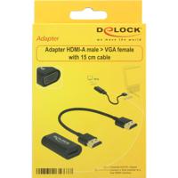 DeLOCK 0.15m, HDMI/VGA 0,15 m VGA (D-Sub) Zwart - thumbnail