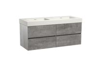 Storke Edge zwevend badmeubel 130 x 52 cm beton donkergrijs met Mata High dubbele wastafel in mat witte solid surface - thumbnail