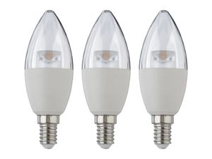 LIVARNO home LED-Lampen (6 W E14 kaars transparant, 3-delige set)