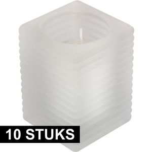 10x Matte kaarsenhouders met kaars 7 x 10 cm 24 branduren