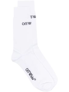 Off-White chaussettes en coton à logo en jacquard - Blanc