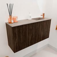 Toiletmeubel Mondiaz Joya Dlux | 80 cm | Meubelkleur Walnut | Faye wastafel Saba Wasbak Rechts | 1 kraangat