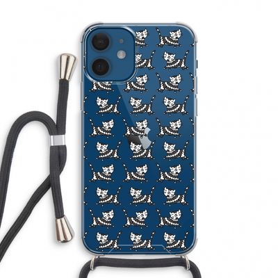 Zwarte poes: iPhone 12 mini Transparant Hoesje met koord