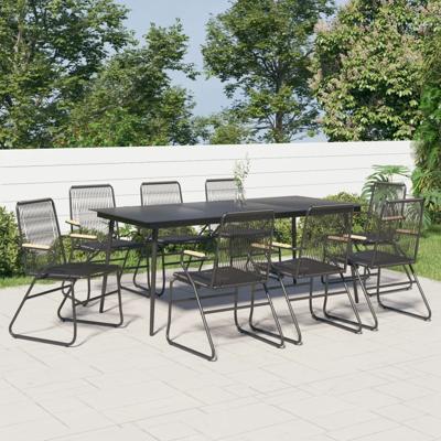 9-delige Tuinset PVC-rattan zwart