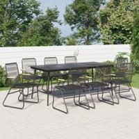 9-delige Tuinset PVC-rattan zwart