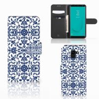 Samsung Galaxy J6 2018 Hoesje Flower Blue Samsung Galaxy J6 2018 Hoesje Flower Blue