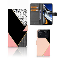 Xiaomi Poco X4 Pro 5G Book Case Zwart Roze Vormen