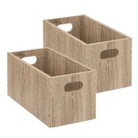 Set van 2x stuks opbergmand/kastmand 7 liter bruin/naturel van hout 31 x 15 x 15 cm - Opbergmanden