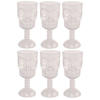 3D Doodshoofd glas - 6x - plastic transparant - 350 ml 3D Doodshoofd glas - 6x - plastic transparant - 350 ml