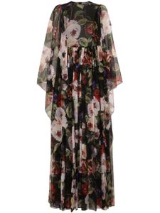 Dolce & Gabbana robe longue en soie à fleurs - Noir