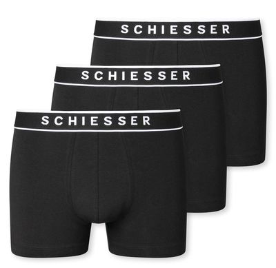 Schiesser Boxershorts 95/5 zwart 3-pack
