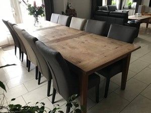 Set van 10 leren eetkamerstoelen - met houten poten - bruin leer - Echt leer, Landelijk, ontdek de vele Leersoorten en Kleuren bij ShopX