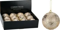 Kerstbal Geblokt Plastic Champagne Ø8cm