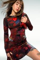 ASYMMETRISCHE JURK MET PRINT - BLACK - L