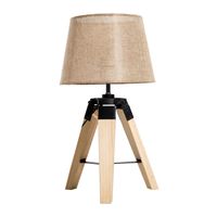 HOMCOM tafellamp bedlampje tafellicht E27 linnen look grenenhout | Aosom Netherlands