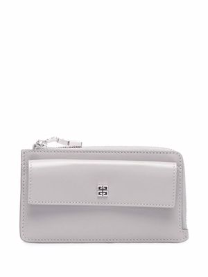 Givenchy porte-monnaie en cuir à plaque logo - Gris