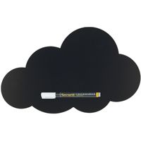 Zwart wolk krijtbord/schoolbord met 1 stift 49 x 30 cm   -