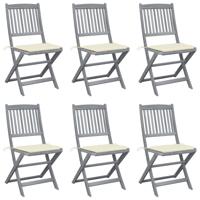 Tuinstoelen 6 st inklapbaar met kussens massief acaciahout