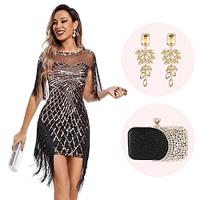 Retro vintage Roaring jaren '20 Jaren 1920 Flapper jurk Cosplay kostuum Outfits The Great Gatsby Dames Pailletten Kwastje Kerstmis Halloween Feest / Uitgaan 1 Paar Oorbellen Lightinthebox