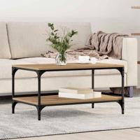 Salontafel artisanaal eikenkleurig 80 x 50 x 40 cm Bewerkt hout