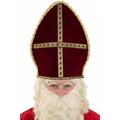 Sinterklaas kleding accessoires - mijter - donkerrood - pakjes avond Sinterklaas kleding accessoires - mijter - donkerrood - pakjes avond