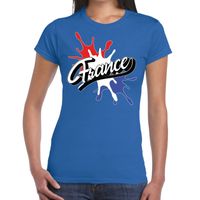 France/Frankrijk t-shirt spetter blauw voor dames